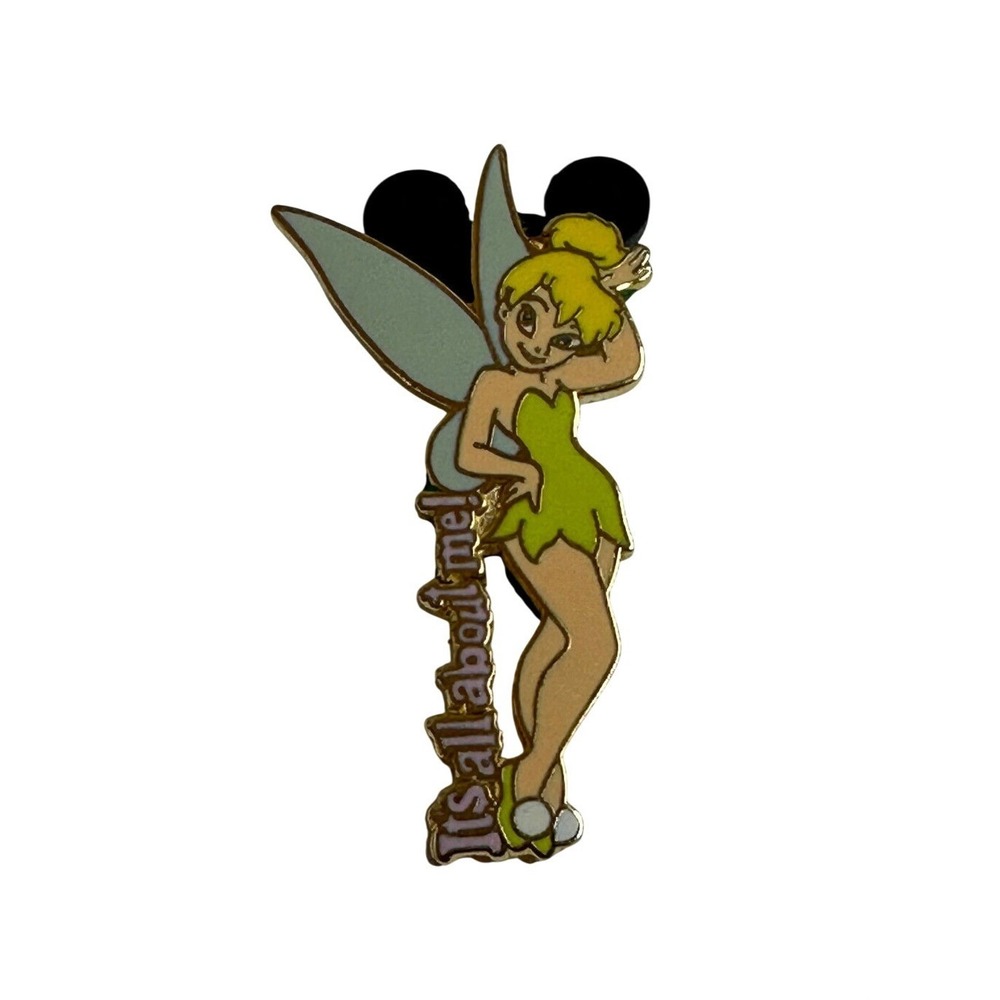 Disney Parks Tinker Bell Its All About Me Enamel Pin Peter Pan Fairy Green Gold